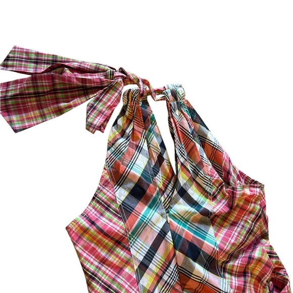 Anthropologie Pink and Blue Plaid Midi Dress Bohemian style - Picture 7 of 12